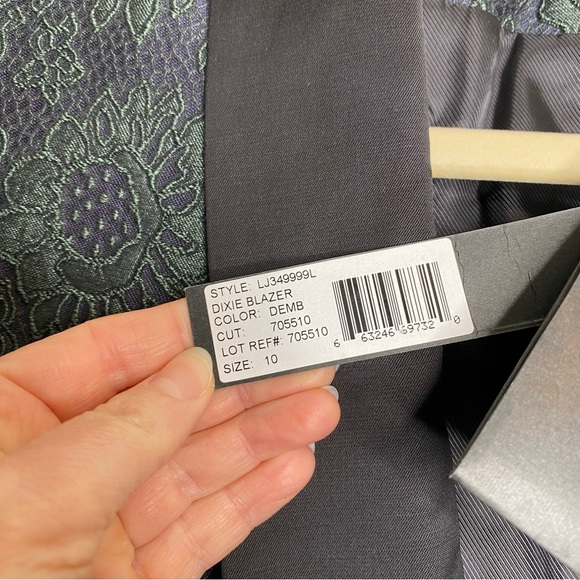 NWT Elizabeth and James Blazer Jacket New Dixie Dark Emerald Green Black Size 10 - Picture 5 of 7
